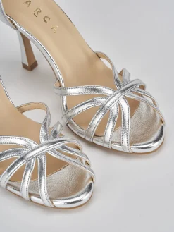 Sandalo tacco 9 cm argento pelle