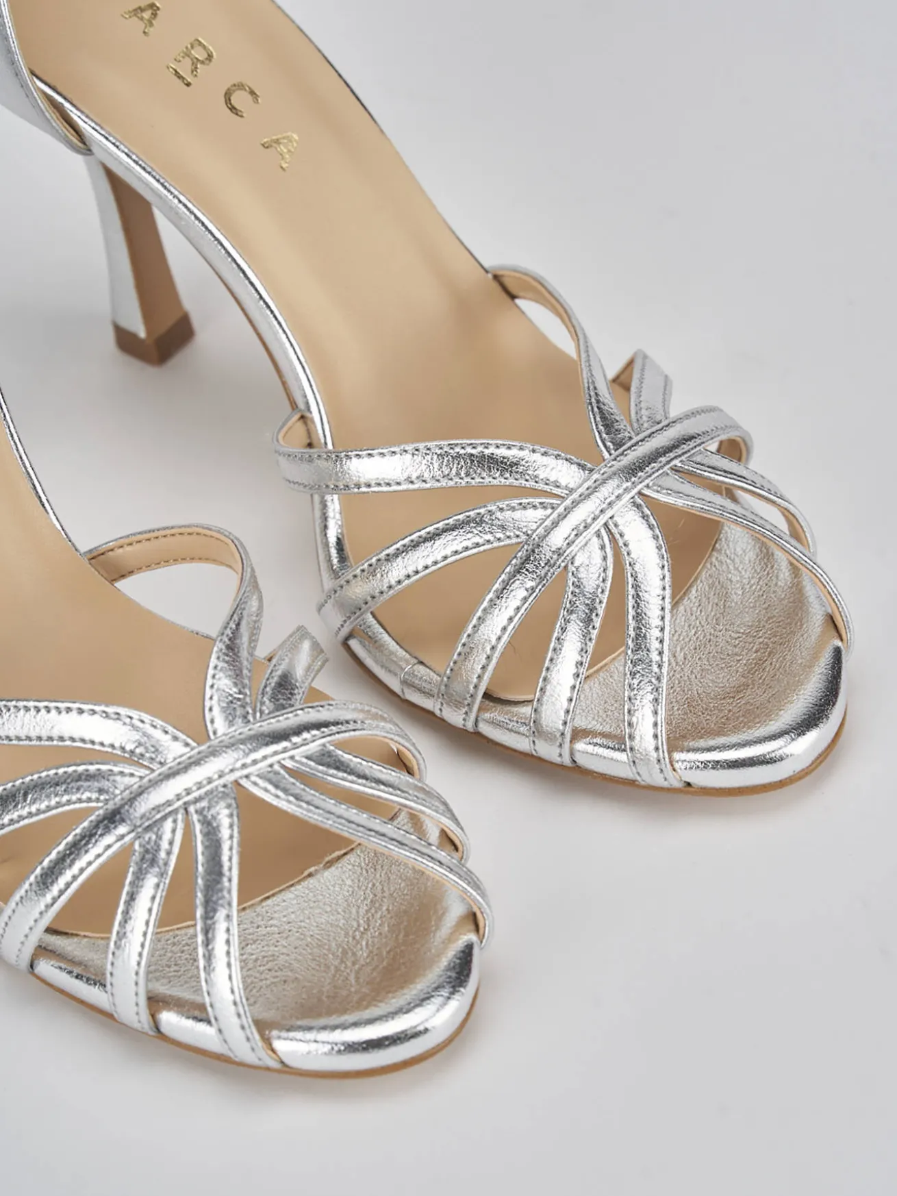 Sandalo tacco 9 cm argento pelle