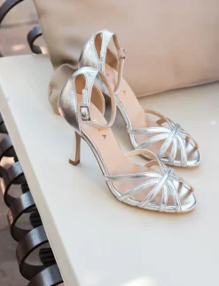 Sandalo tacco 9 cm argento pelle