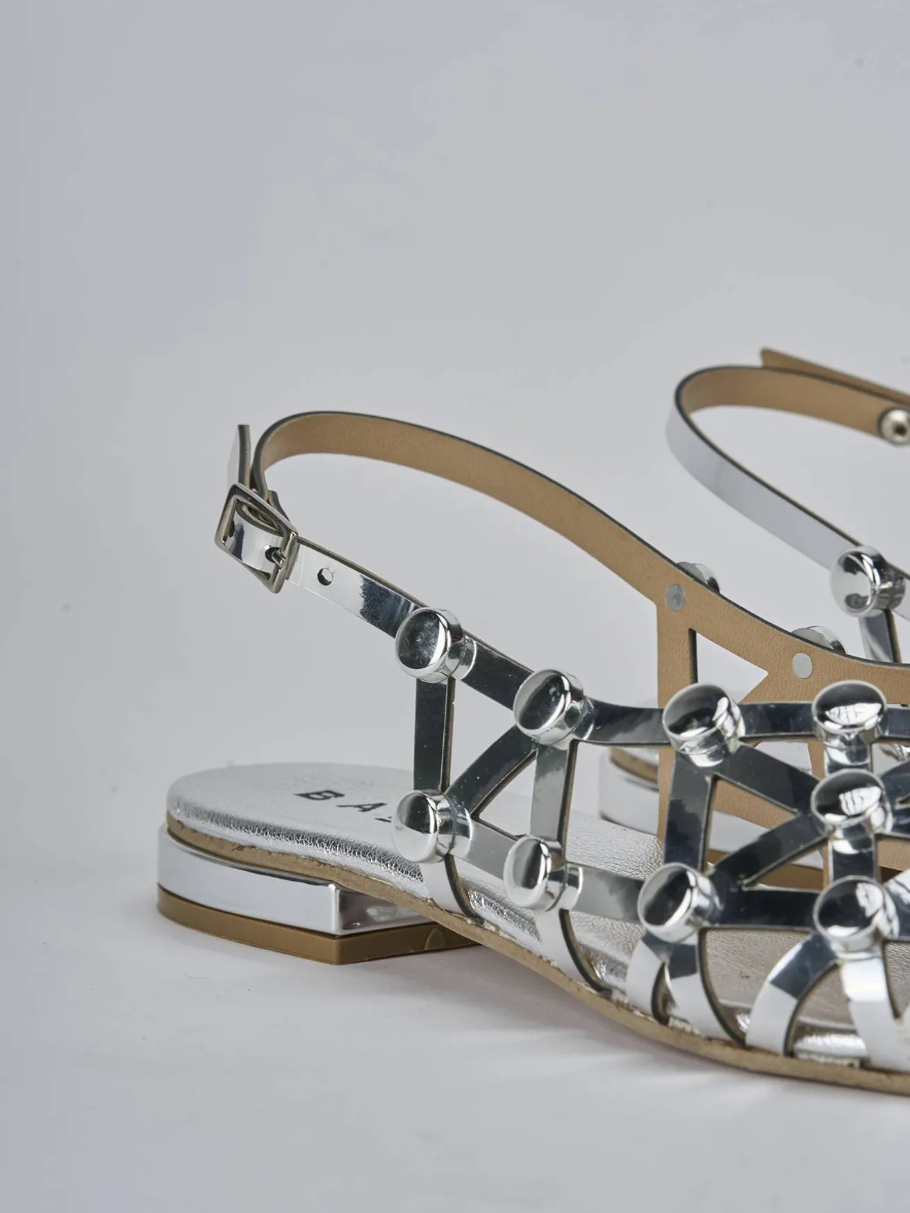 Sandalo tacco 2 cm argento pelle