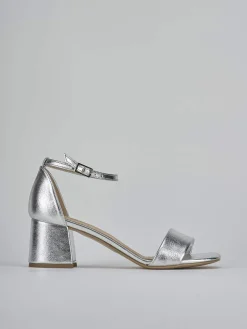 Sandalo tacco 6 cm argento pelle