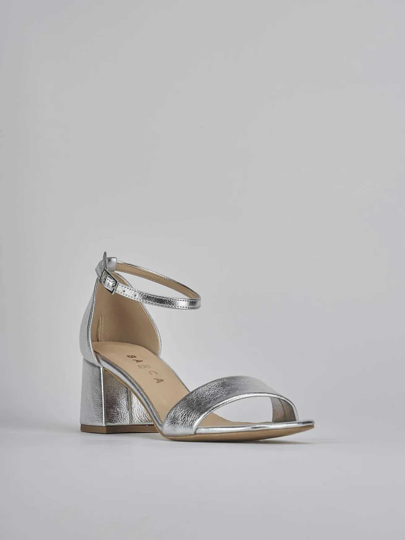 Sandalo tacco 6 cm argento pelle