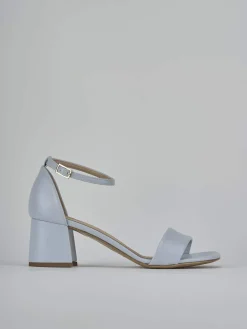 Sandalo tacco 6 cm azzurro pelle