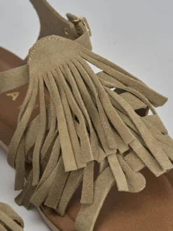 Sandalo tacco 1 cm beige camoscio