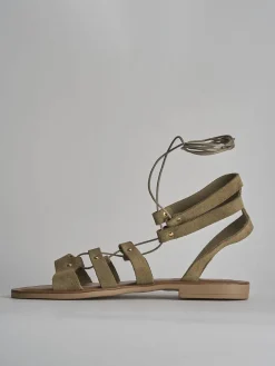 Sandalo tacco 1 cm beige camoscio