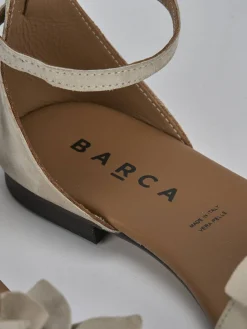 Sandalo tacco 1 cm beige camoscio