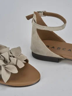 Sandalo tacco 1 cm beige camoscio