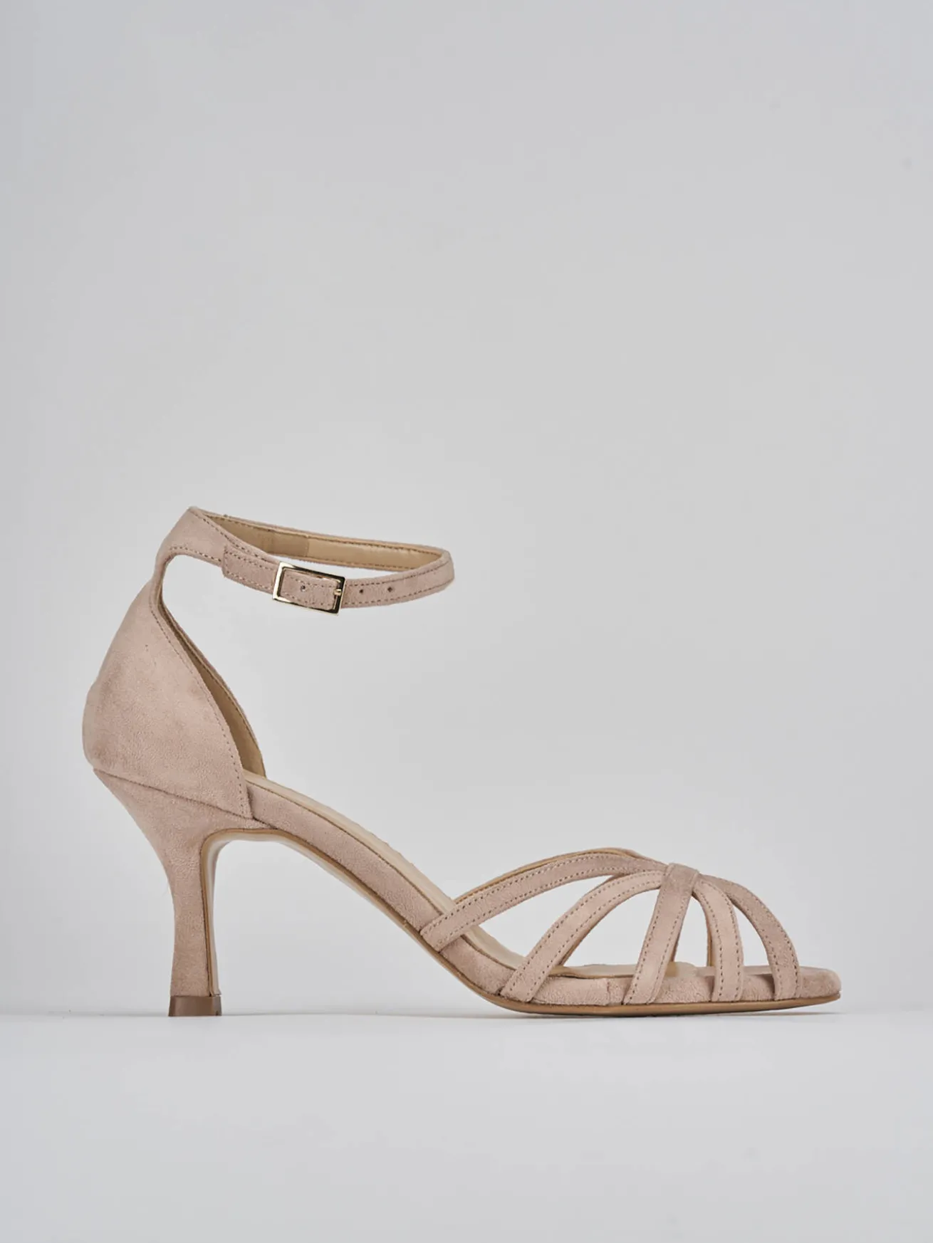 Sandalo tacco 7 cm beige camoscio