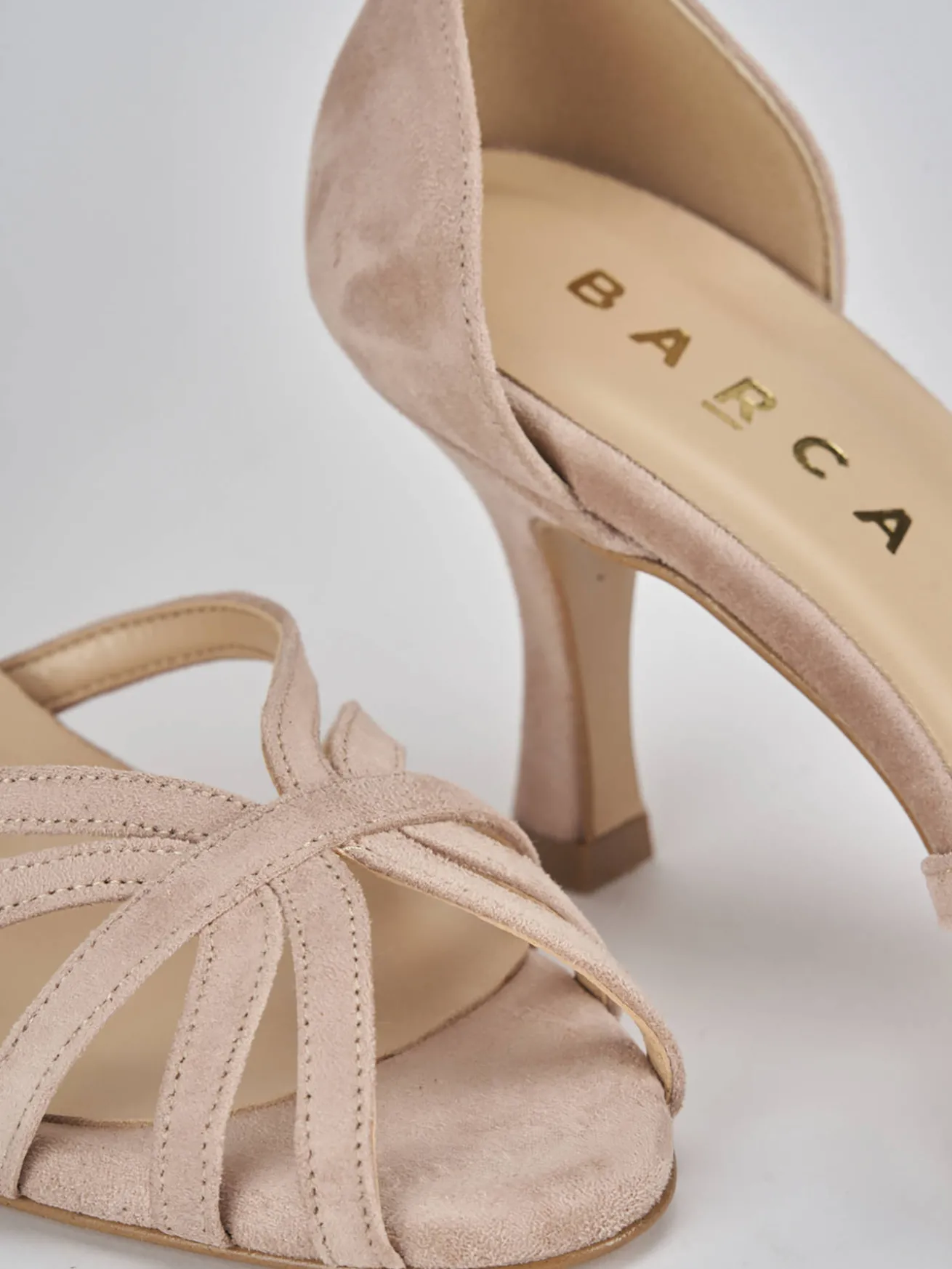 Sandalo tacco 7 cm beige camoscio