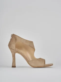 Sandalo tacco 9 cm beige camoscio