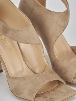 Sandalo tacco 9 cm beige camoscio