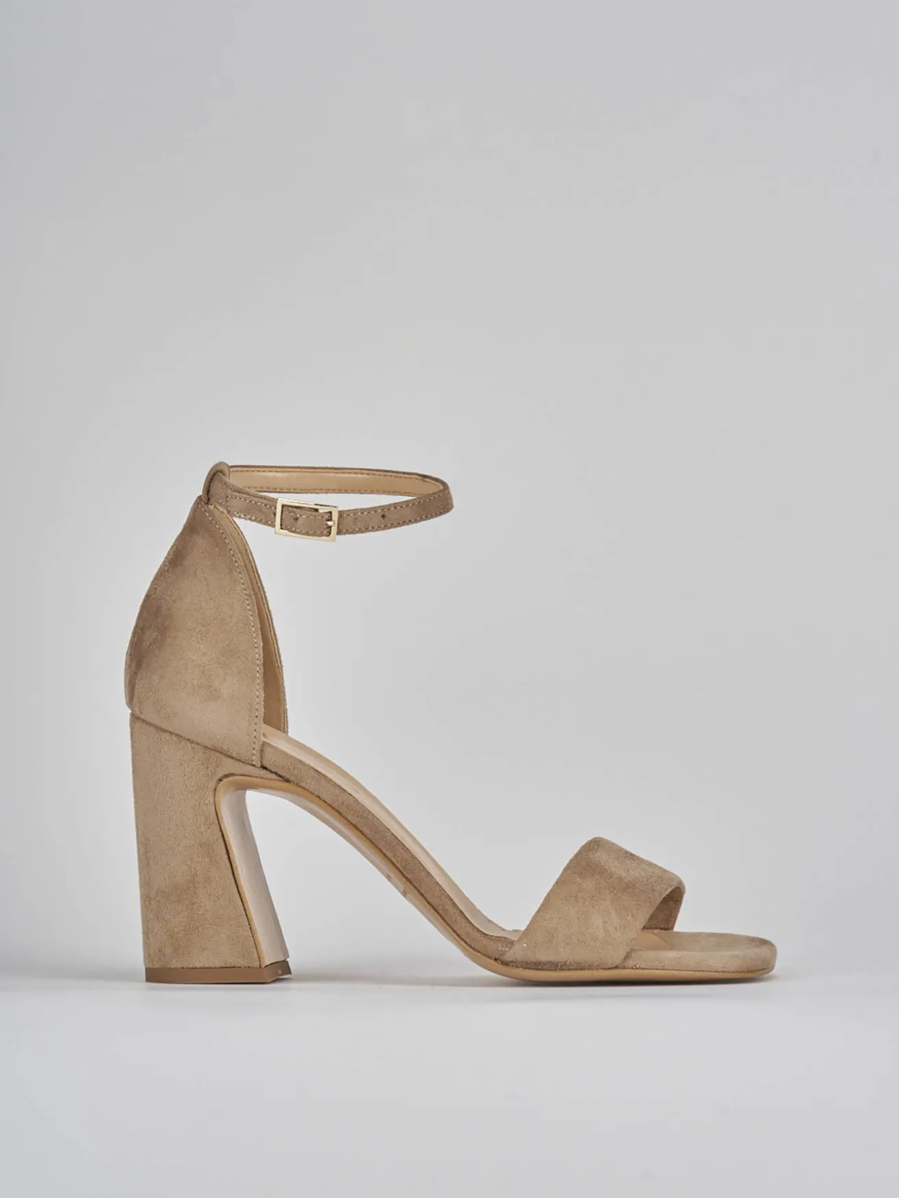 Sandalo tacco 9 cm beige camoscio