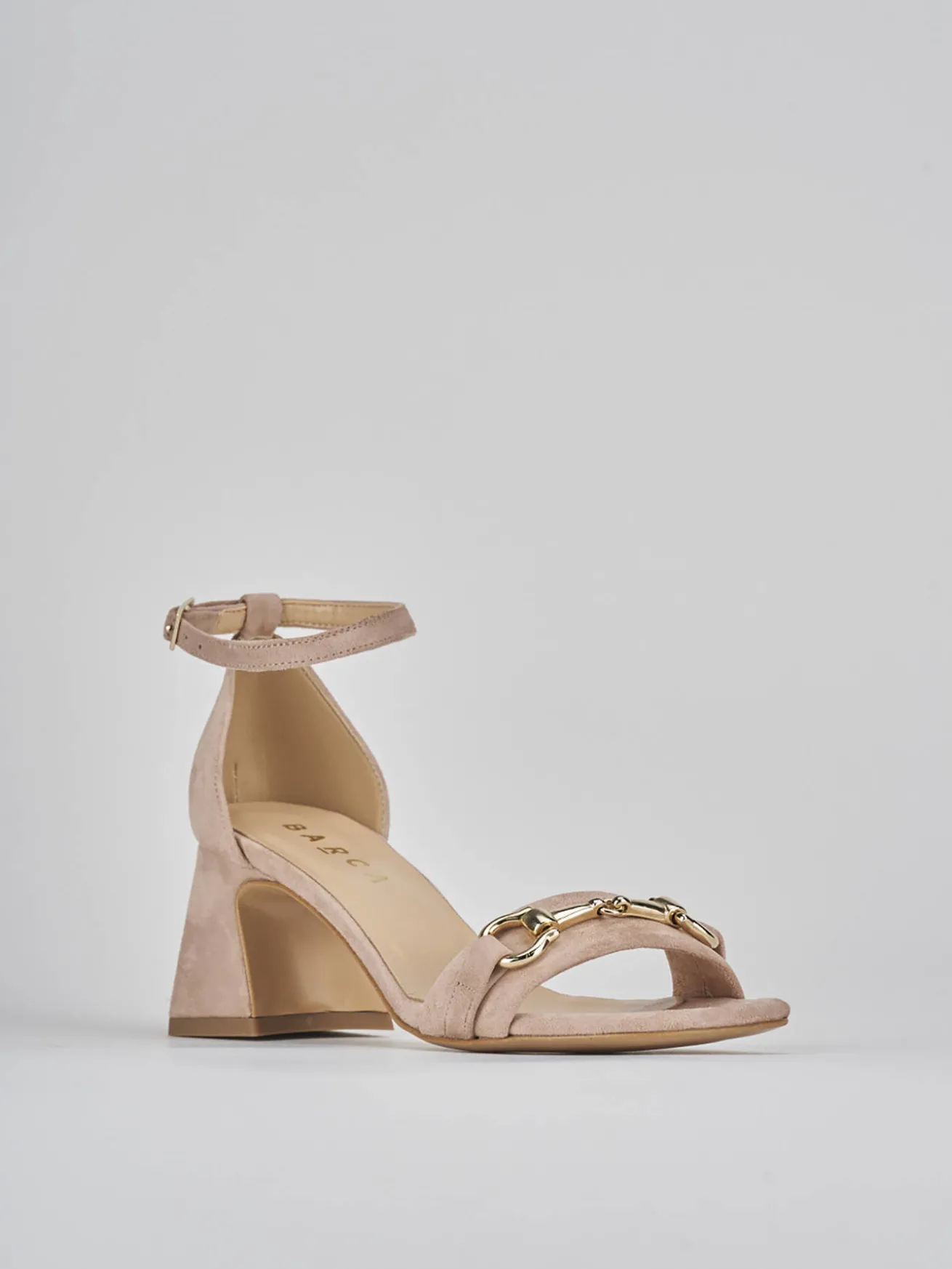 Sandalo tacco 6 cm beige camoscio