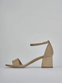 Sandalo tacco 6 cm beige camoscio