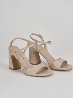 Sandalo tacco 7 cm beige pelle