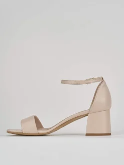 Sandalo tacco 6 cm beige pelle