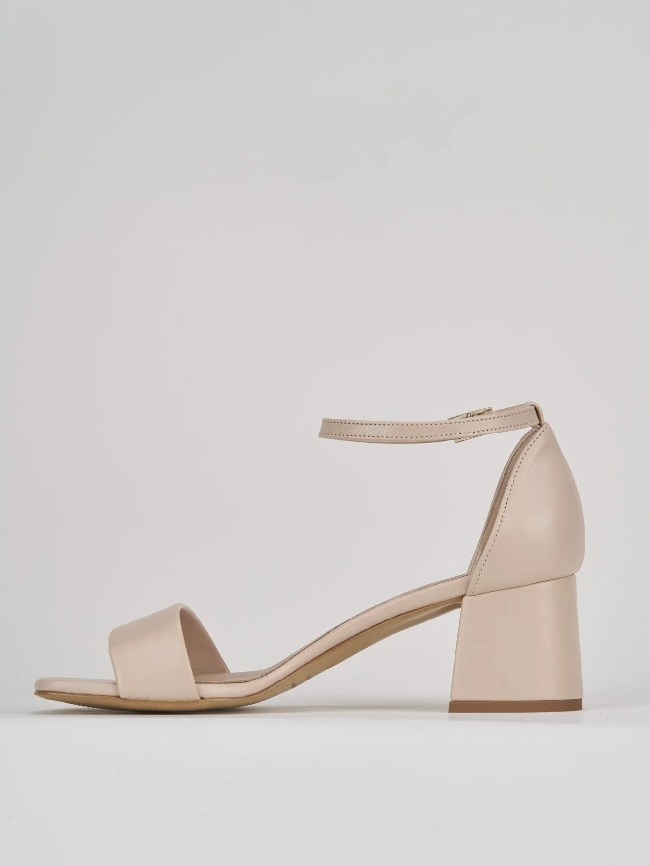 Sandalo tacco 6 cm beige pelle