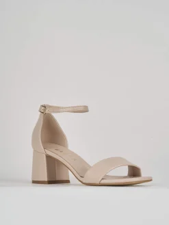 Sandalo tacco 6 cm beige pelle