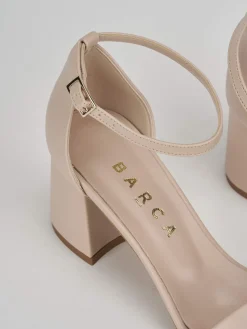 Sandalo tacco 6 cm beige pelle