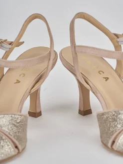 Sandalo tacco 7 cm beige pelle