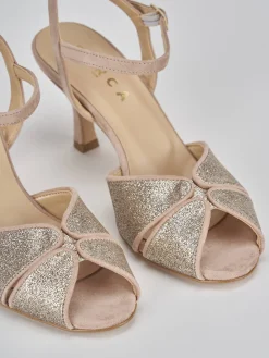 Sandalo tacco 7 cm beige pelle