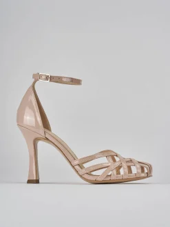 Sandalo tacco 9 cm beige vernice