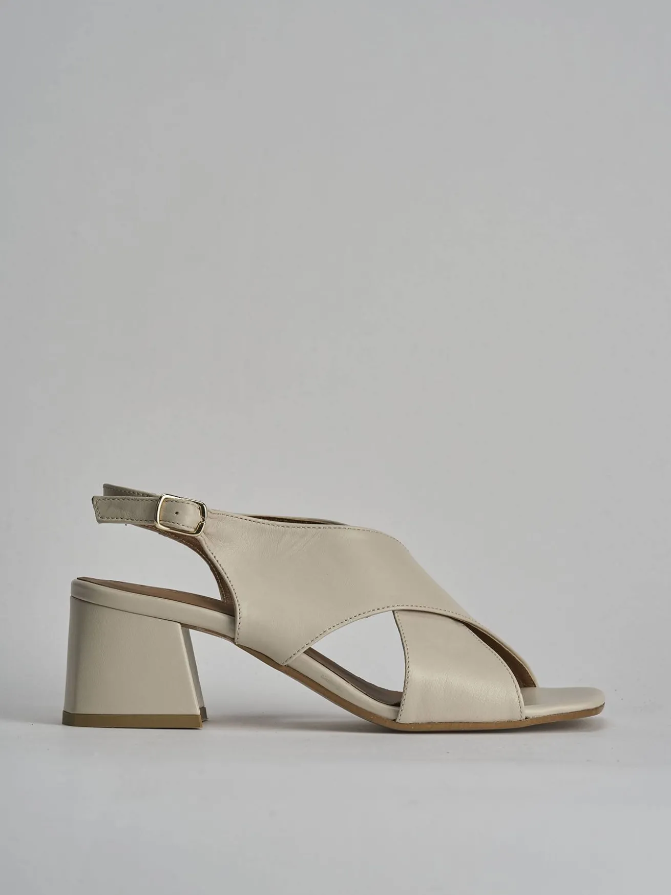 Sandalo tacco 5 cm bianco pelle