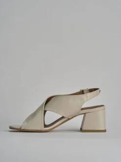 Sandalo tacco 5 cm bianco pelle