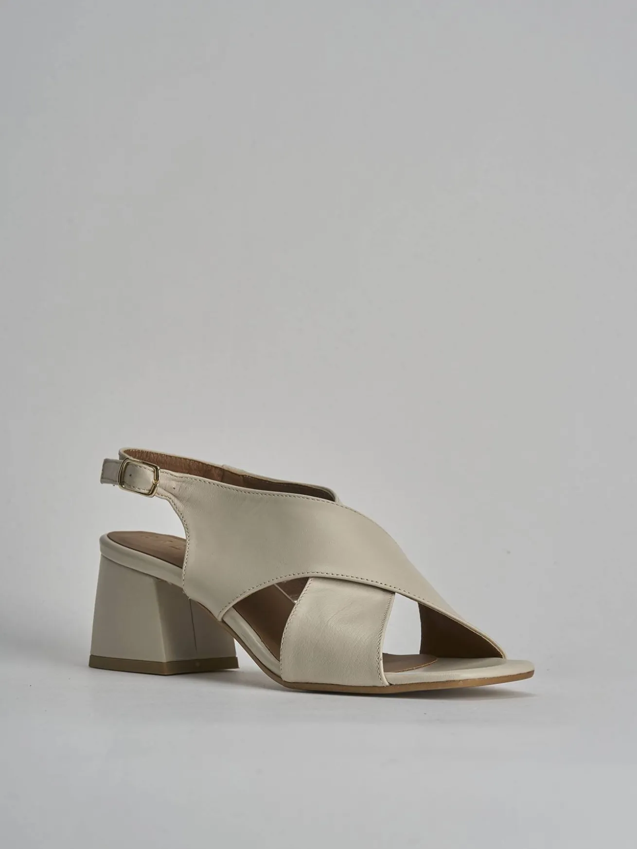 Sandalo tacco 5 cm bianco pelle