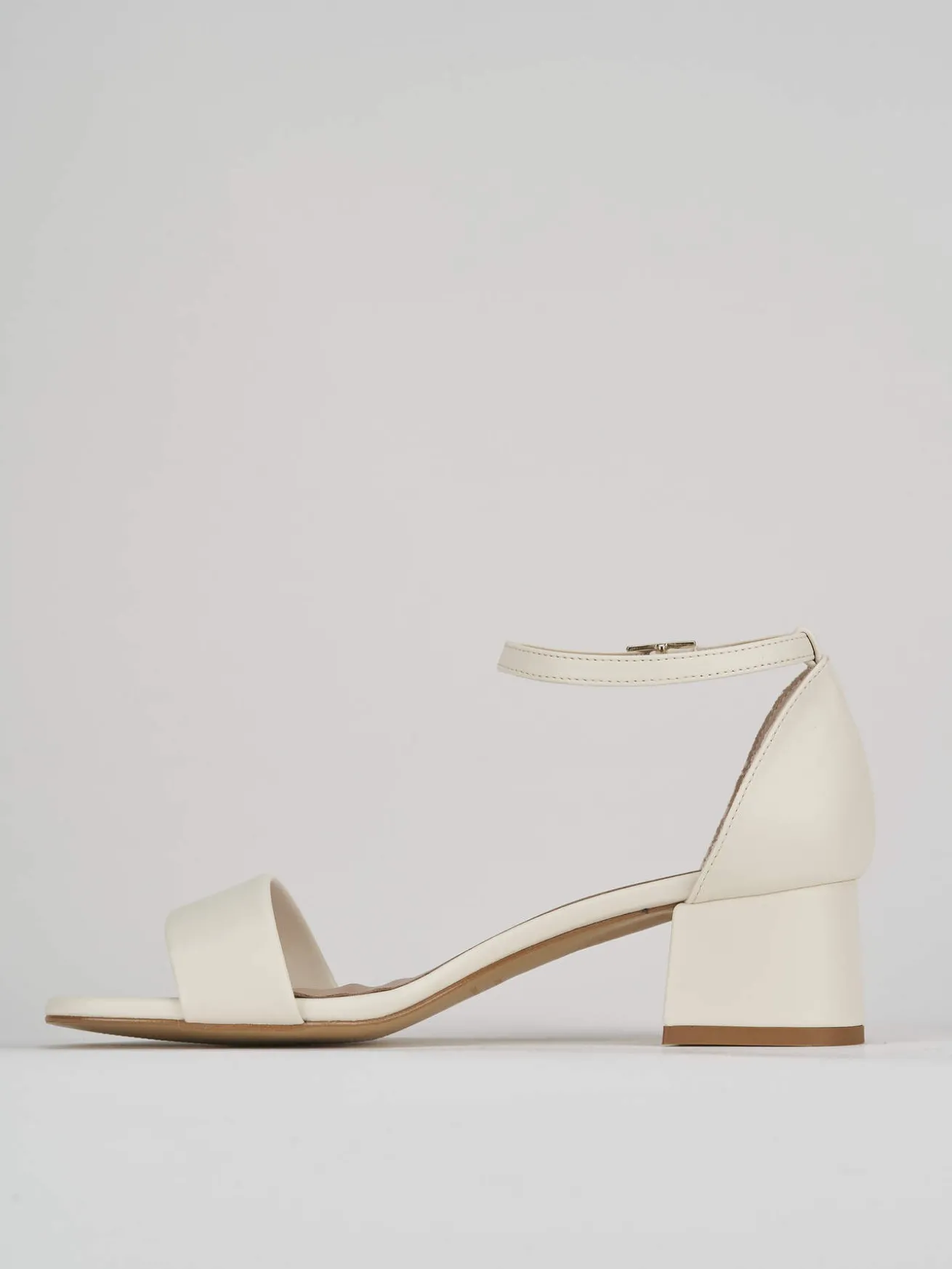 Sandalo tacco 5 cm bianco pelle