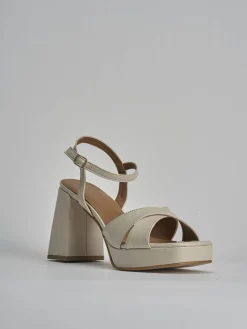 Sandalo tacco 8 cm bianco pelle
