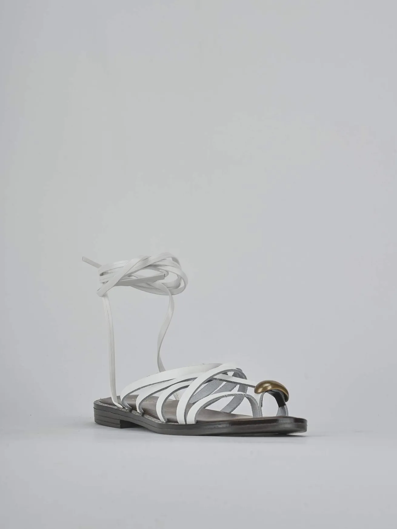 Sandalo tacco 1 cm bianco pelle