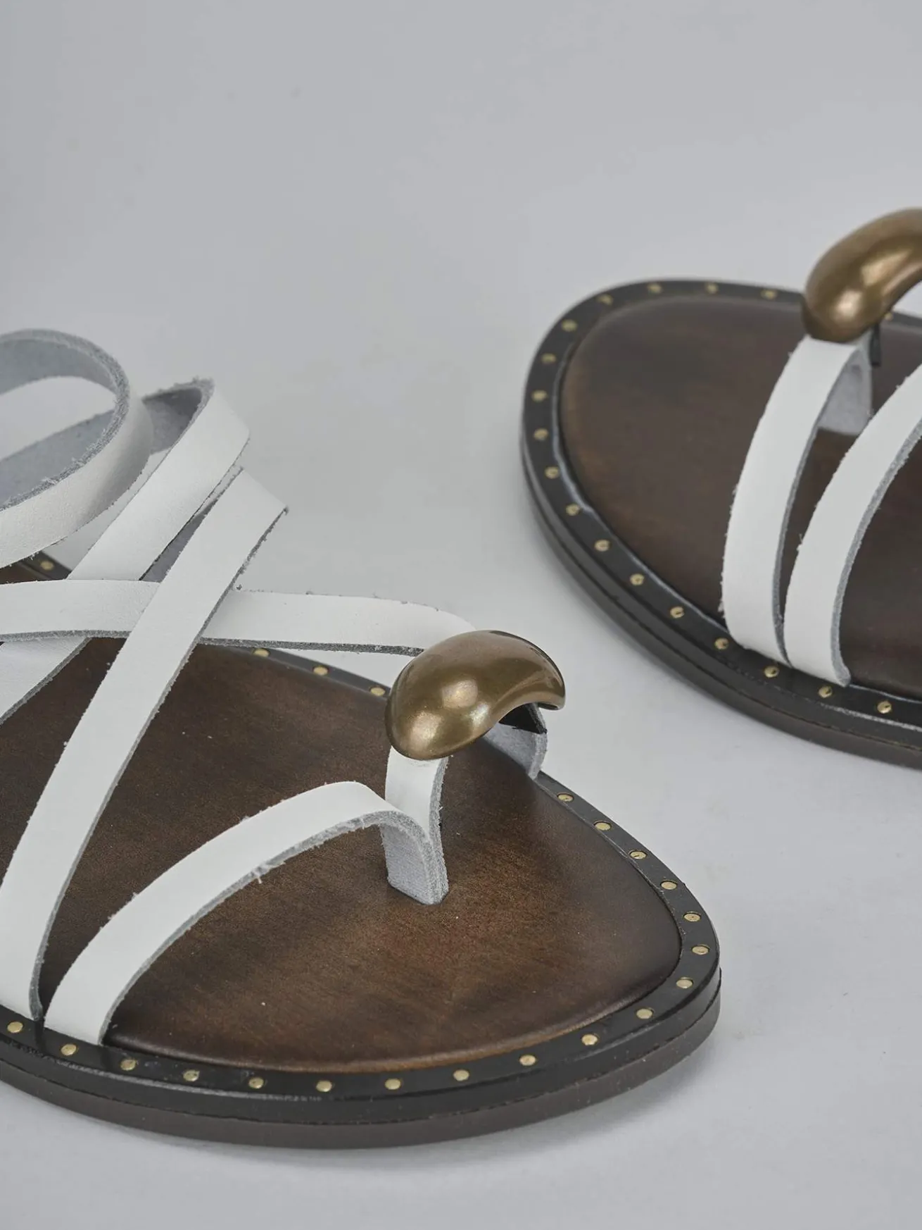 Sandalo tacco 1 cm bianco pelle