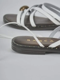 Sandalo tacco 1 cm bianco pelle