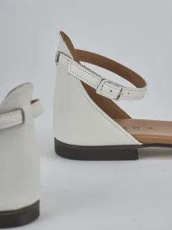 Sandalo tacco 1 cm bianco pelle