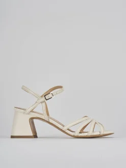 Sandalo tacco 6 cm bianco pelle