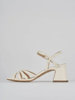 Sandalo tacco 6 cm bianco pelle