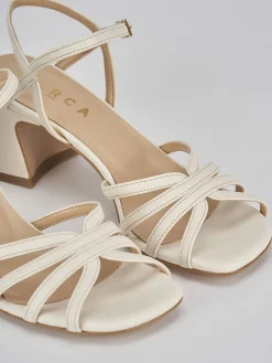 Sandalo tacco 6 cm bianco pelle