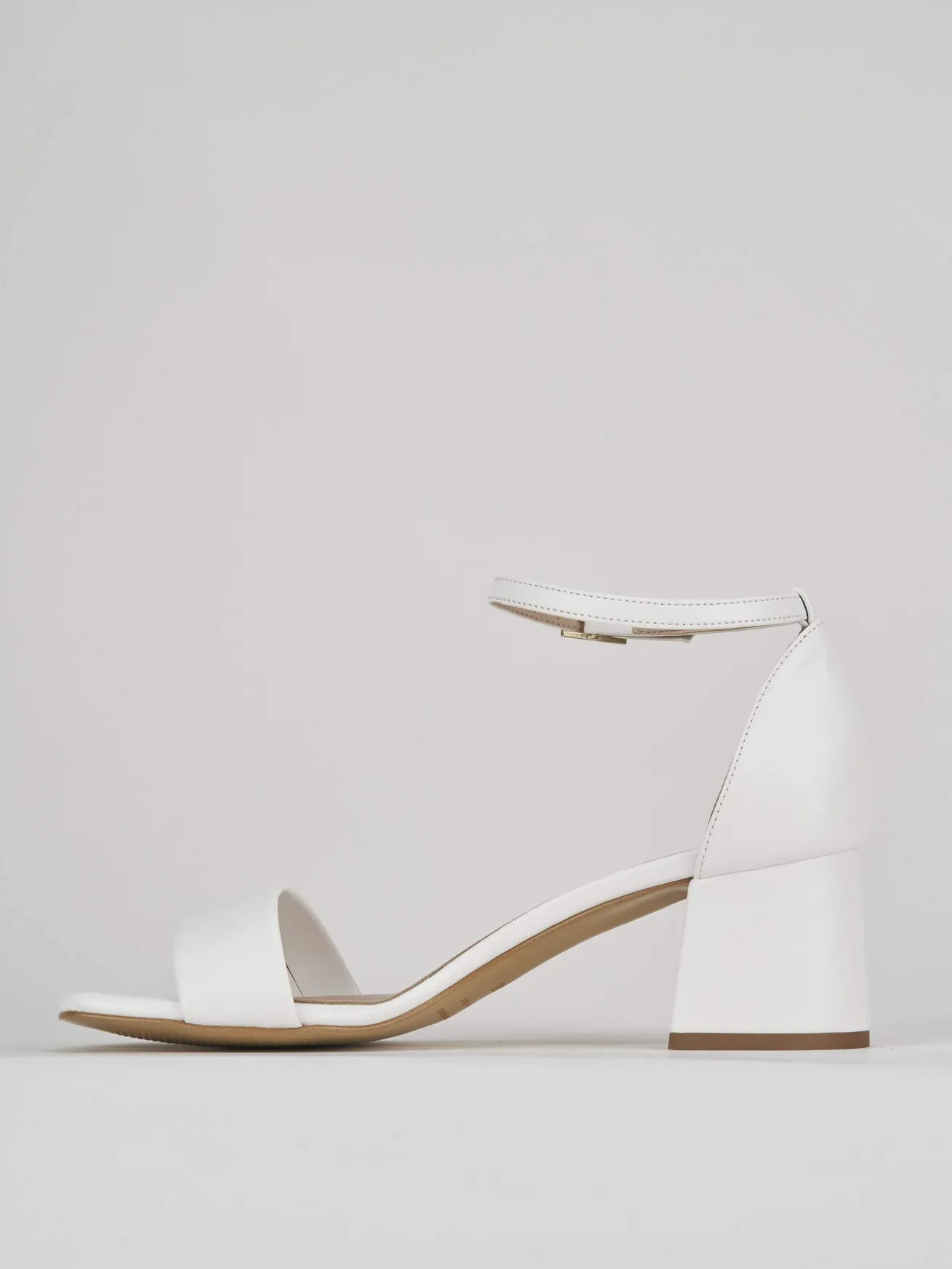 Sandalo tacco 6 cm bianco pelle