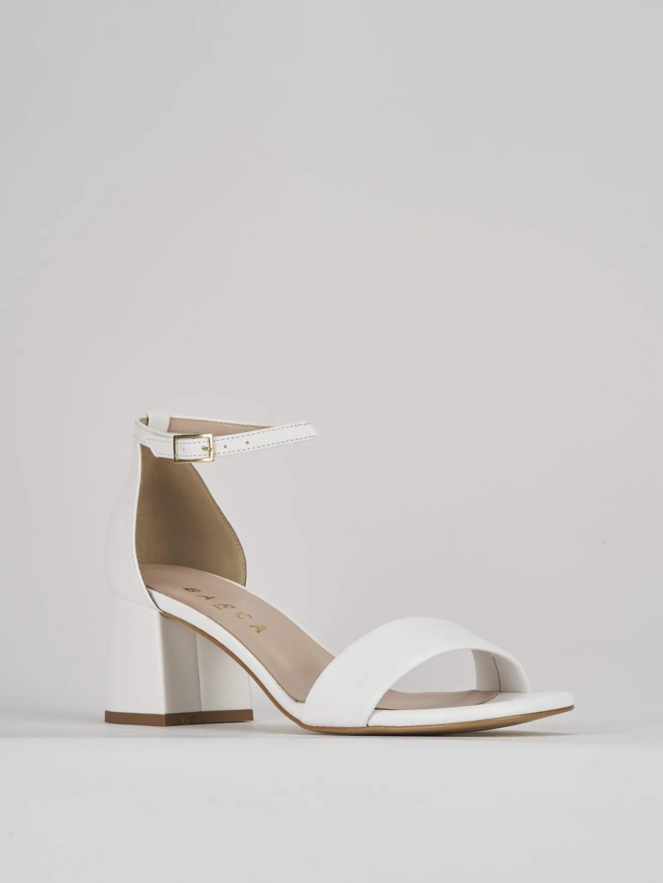 Sandalo tacco 6 cm bianco pelle