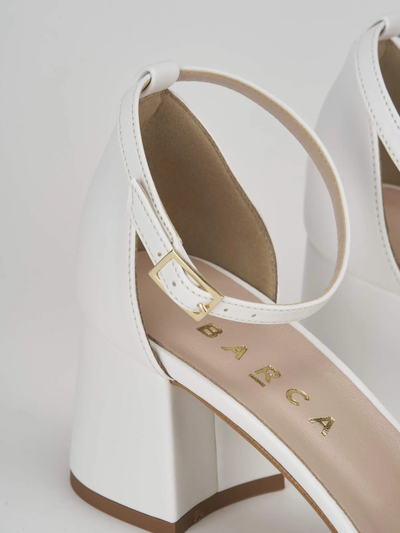 Sandalo tacco 6 cm bianco pelle