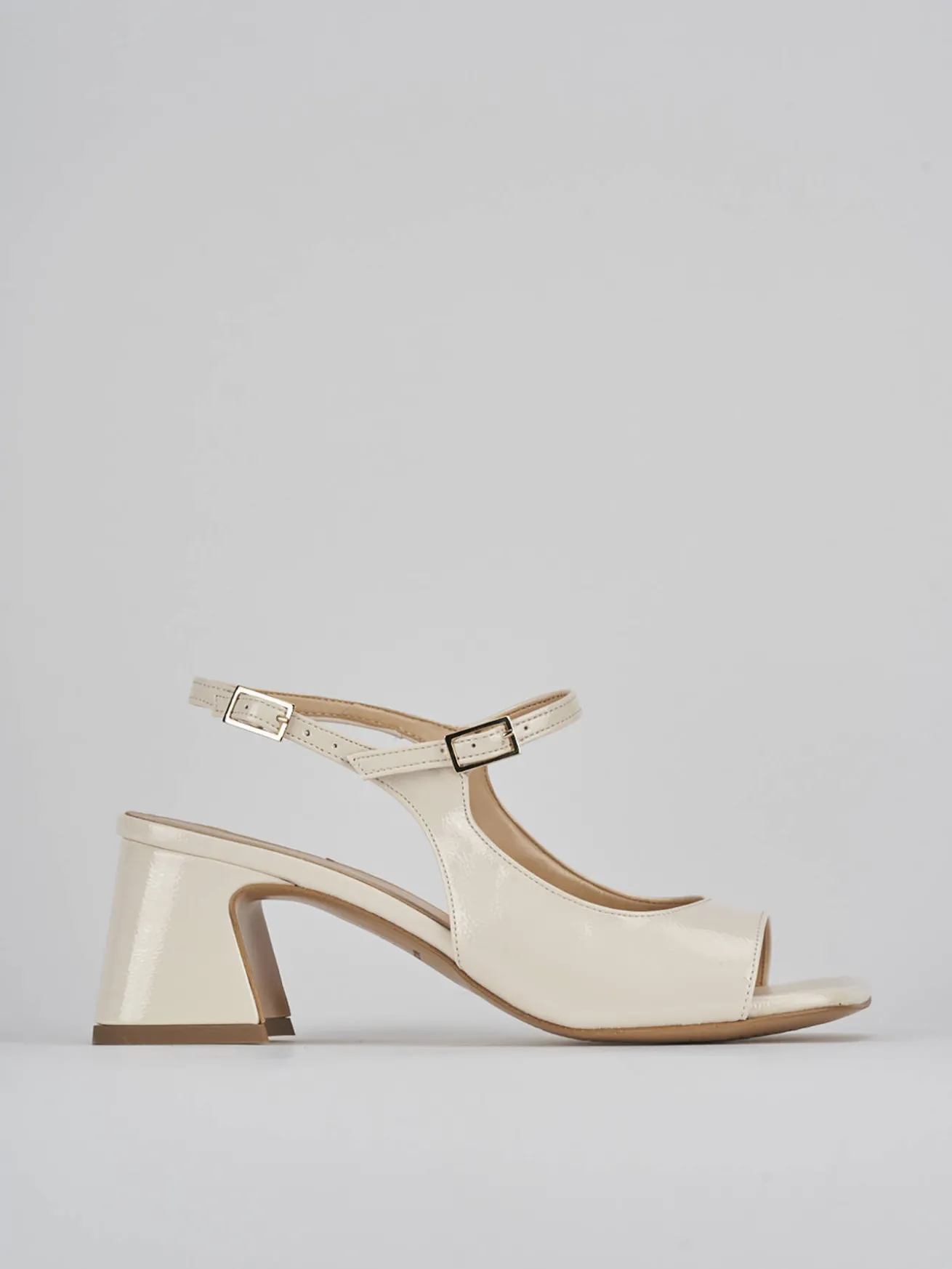 Sandalo tacco 6 cm bianco vernice