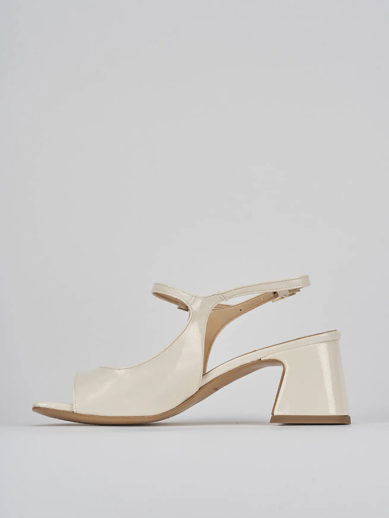 Sandalo tacco 6 cm bianco vernice