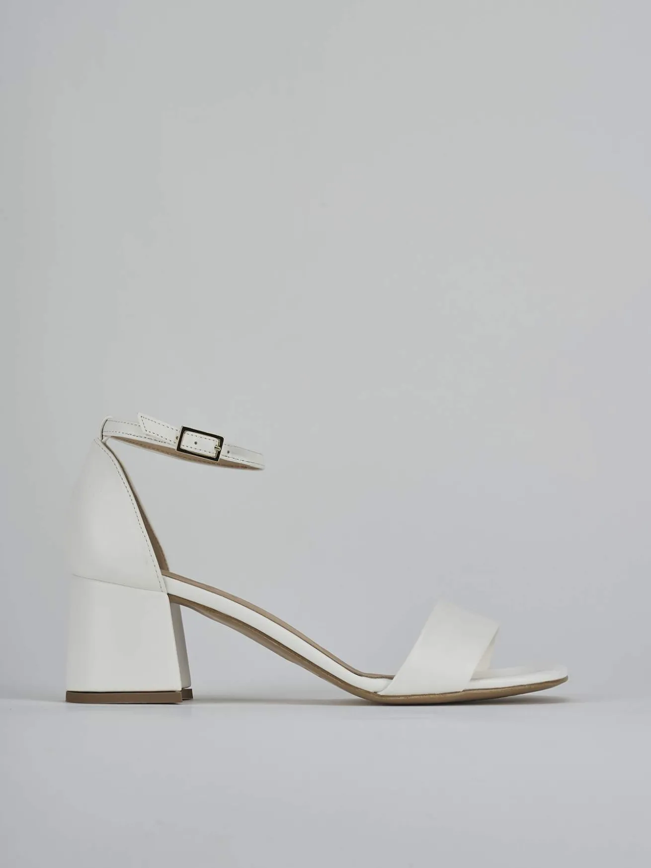 Sandalo tacco 6 cm bianco pelle