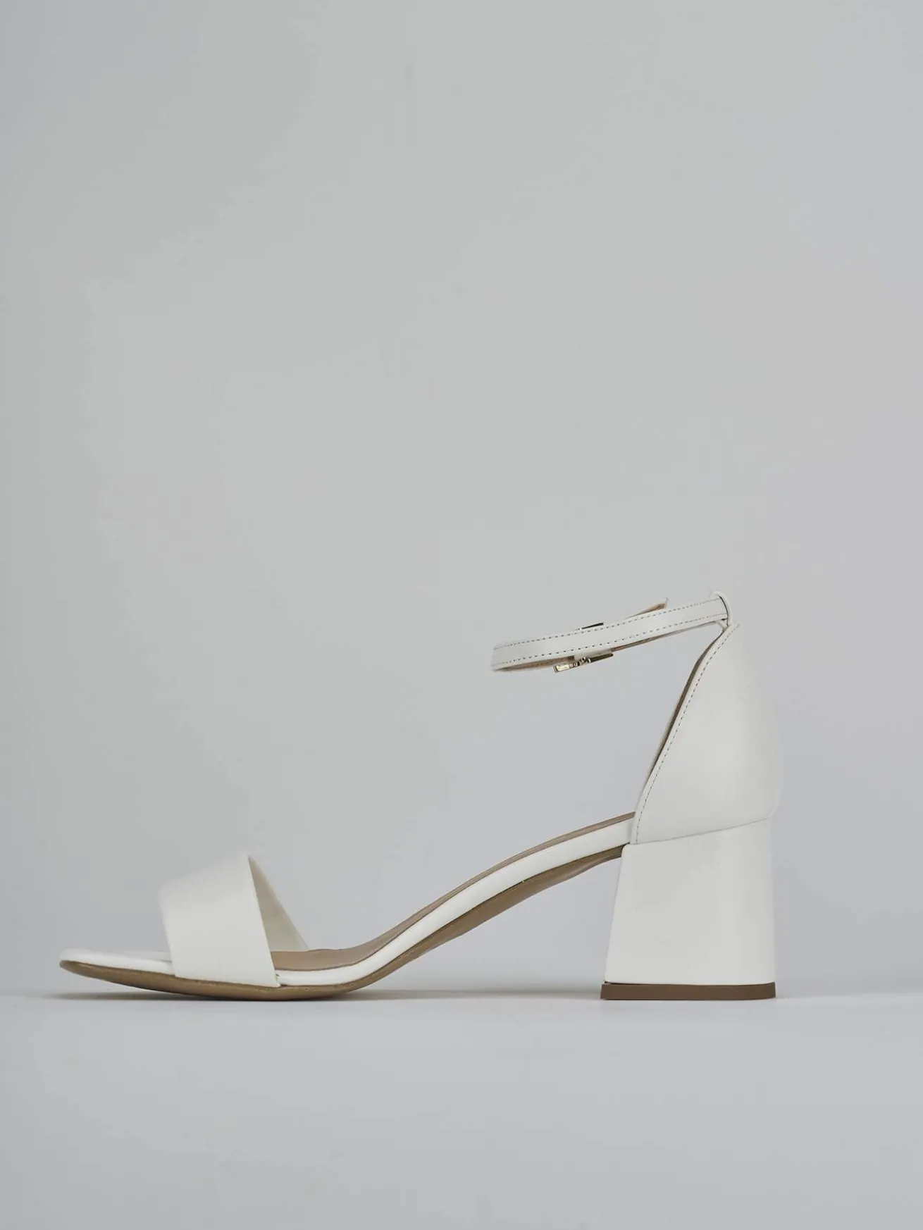 Sandalo tacco 6 cm bianco pelle