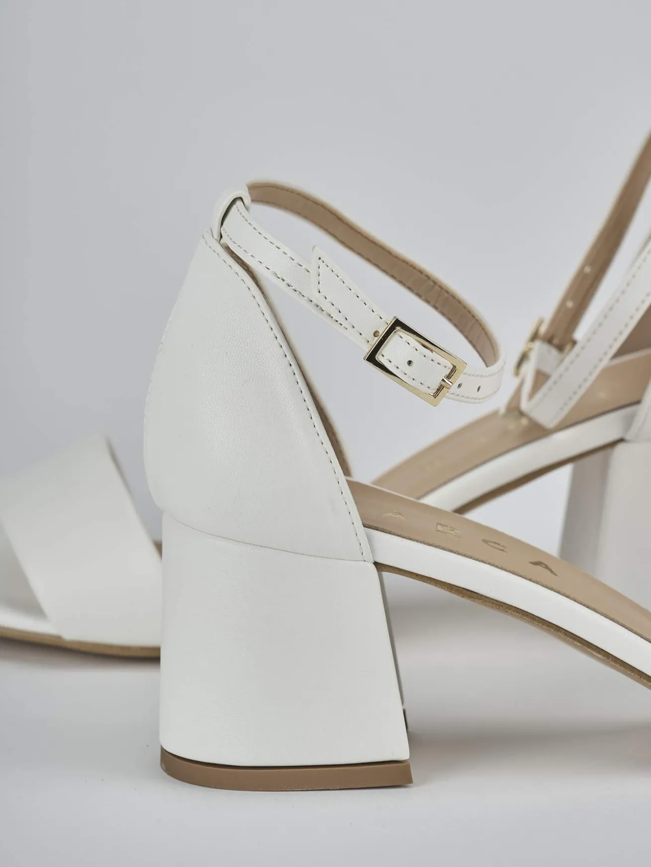 Sandalo tacco 6 cm bianco pelle