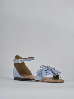 Sandalo tacco 1 cm jeans camoscio