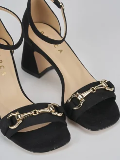 Sandalo tacco 6 cm nero camoscio