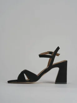 Sandalo tacco 8 cm nero camoscio