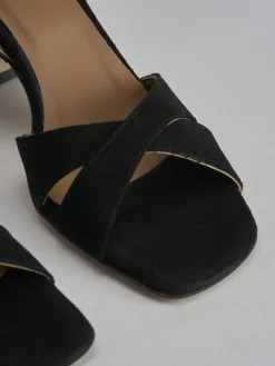 Sandalo tacco 8 cm nero camoscio